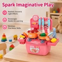 Play Kitchen with Realistic Sounds and Lights, Educational Kids Kitchen for 4-6 Years, Interactive Toy Kitchen Set for Imaginative Role-Play