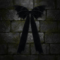 Gothic Winged Bow Oversized Velvet Bow with Tails Easy-to-Install Tree Topper Festive for Goths, Halloween Party
