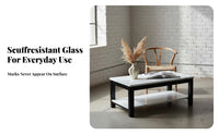 2-Tier Glass Top Table Multi-Functional 2-Tier Glass Table adaptable Use Easy to Clean for Office Managers, Reception Area