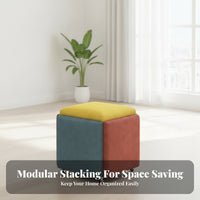 Side Table Stool Cube-Shaped Side Stool Patchwork
