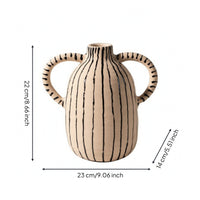 Resin Vase with Handles Artisan-Made Decorative Flower Vase Attractive for Study
