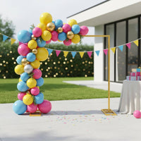 Gold Metal Arch Stand Portable Square Tubing Arch Frame Indoor Outdoor Use