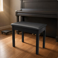 Padded Piano Stool Square Legs Piano Stool Dark Wood Tone Finish