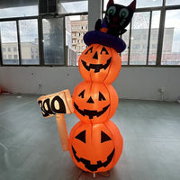 1.6m Halloween Inflatable Smiling Pumpkin with LED and Black Cat (US Plug)