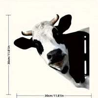 Peeking Cow Sign Mounting Slots Cow Fence Hanger Iron for Yard, Garden