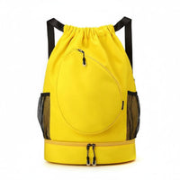 Lightweight Badminton Drawstring Bag Portable Sports Drawstring Bag Zippered Pocket Tennis Backpack Shoe Compartment for Travel