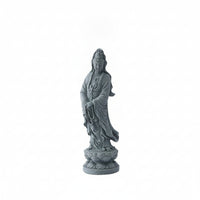 Zen Garden Ornament Draped Robes Stone-Gray-Gray Buddha Statue Textured Base