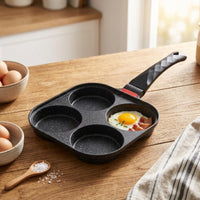 Egg Frying Pan with Lid Induction Compatible Egg Pan with Lid Stone-Derived Cookware for Busy Families, Students, Breakfast, Small Kitchens
