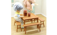 Miniature Long Bench Model Highly Detailed Miniature Table and Bench Set Pre-Assembled 1:18 Scale Doll Furniture for Hobbyists