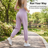 Ladies Trousers for Women UK with High Waist Control, Wide Leg Design with Tapered Ankles, Quick Dry Material for Gym and Running