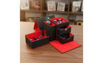 Tri-Function Dice Dice Tumbler Portable Dice Dice Tumbler with Tray PU Leather Deck Box Large Capacity Locking Card Storage Box