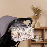 Removable Divider Baby Stroller Organizer Bag Strap Fastenings Stroller Organizer Bag Side Pockets Flap-Top
