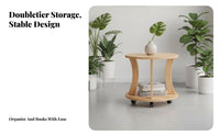 With casters Rolling Wooden Flower Rack Floor-Standing Plant Stand Multi-Tiered Design Indoor Furniture Space-Saving for Gardeners, Decorators, Homeowners, Balcony, Living Room, Patio, Corner