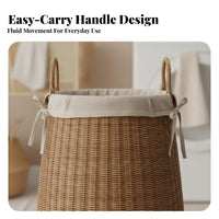 Woven Floor Basket Multi-Purpose Laundry Hamper Decorative for Bedroom, Families