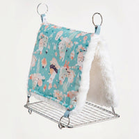 Soft Winter Bird Cage Hammock with Perch, Warm Parrot Nest for Cockatiels and Lovebirds, Washable Cotton Cave Nest Bed with Rust-Resistant Base