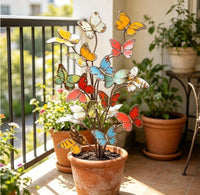 跨境3D Multicolored Metal Butterfly Garden Stake彩色蝴蝶插牌