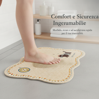 Cartoon Diatomaceous Earth Bath Mat, Non-Slip Absorbent Floor Mat for Bathroom and Toilet