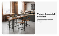 Sturdy Steel Frame Industrial Bar Table and Stool Set Long-Lasting Wood and Metal High Top Dining Set With Footrest Commercial Furniture Easy to Clean for Cafe Owners, Homeowners, Adults, Coffee Shop, Restaurant, Kitchen