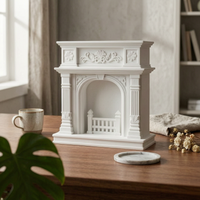 Dollhouse Fireplace European Style Ornate Mantel Piece Arched Opening Miniature Decor