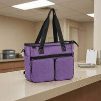 Oxford Cloth Tote Multiple Pockets Zipper Closure Bag Side Loops