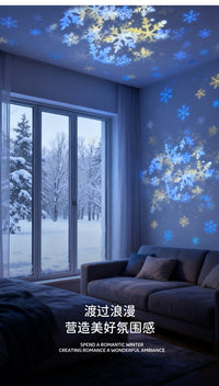 New Snowflake Projection Lamp, Christmas Pattern Dynamic Rotating Projector for Outdoor Decoration and Stage