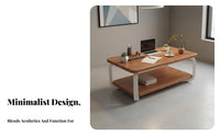 Double-Layer Storage 2-Tier Coffee Table Simple Design 2-Tier Rectangular Table Wide Tabletop Household Furniture Easy Assembly for Small Space Dwellers, Homeowners, Interior Decorators, Living Room, Home Office, Lounge Area