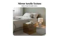 Mirrored Side Table Minimalist Design Mirrored Cube Stand Geometric Shape Multi-Functional for Homeowners, Bedroom, Photo Studio