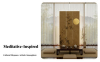 Chinese Design Design Bamboo Print Folding Partition Zen Aesthetic Folding Panel Divider Foldable Privacy Screen Opaque for Interior Designers, Business Owners, Awayice Workers, Restaurant, Bedroom, Studio Apartment