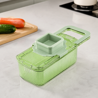 Green PET Food Chopper, Multi-Function Vegetable Chopper with Handle, Stainless Steel Mandoline for Salads & Stir-fries, 8×12.5×29.5cm