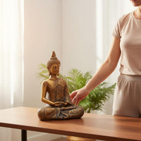Resin Buddha Figurine Ornamental Buddha Statue Good Luck for Entryway