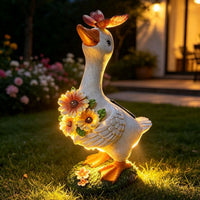 Solar-Powered Resin Duck Garden Decoration with Light
