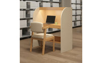 Built-in LED Light Student Study Carrel Focus-Enhancing Design Library Carrel Desk Modular and Combinable Privacy Cubicle Desk Integrated Storage Shelf for Students, Dorm Room