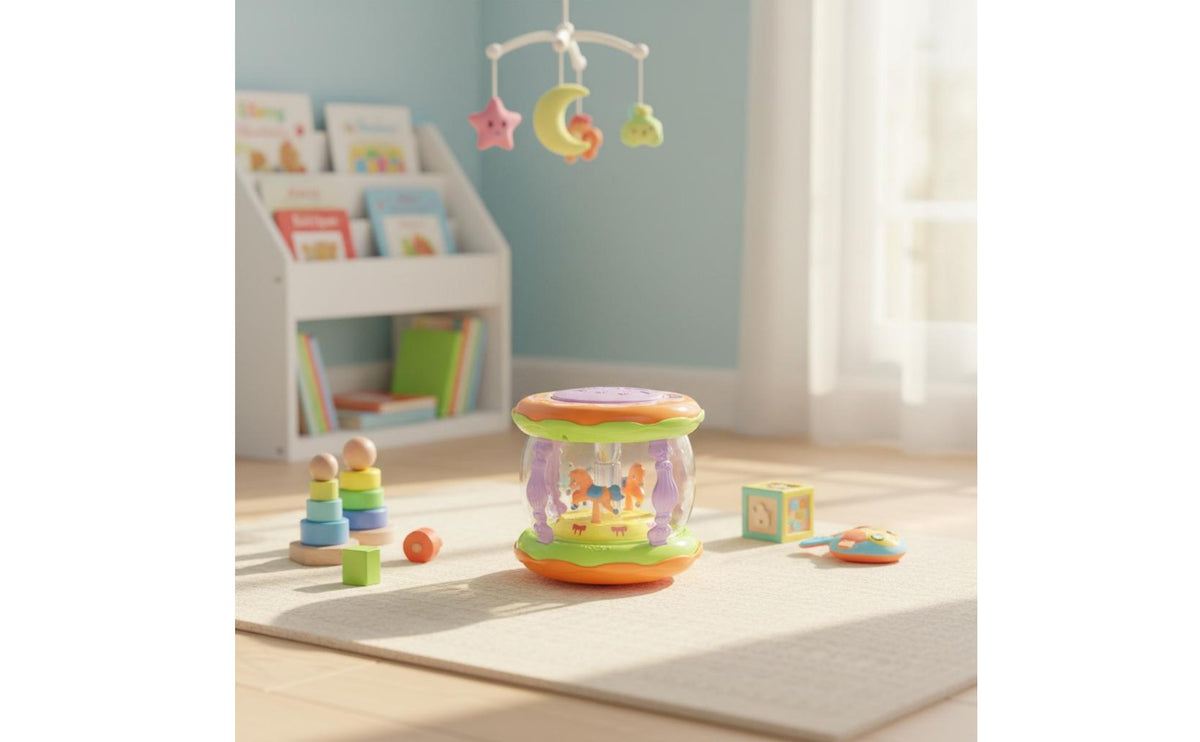 Infant Hand Pat Drum Early Educational Infant Hand Drum Multifunctional Musical Rotating Display Toy for Infants, Young Children, Bedtime