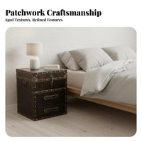 Stacked Luggage Nightstand Vintage Design Bedside Storage Cabinet for Homeowners