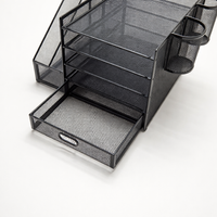 5-Tier Metal Mesh Desk Storage, Desktop Organiser for Office, Stackable File Organizer for Students, Document Holder for Workspace