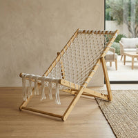 Bamboo Folding Lounge Chair Breathable Lounger Portable for Sunroom