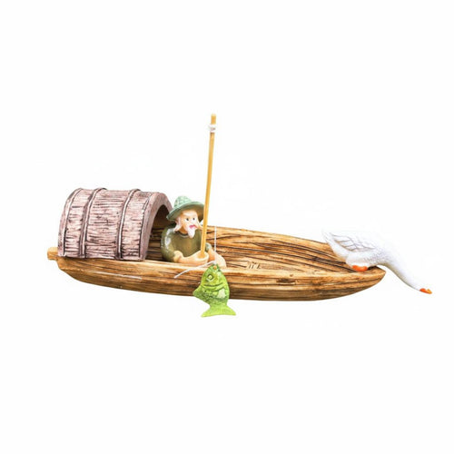 Aquatic Aquarium Landscape Boat Handmade Floating Boat Ornament for Garden