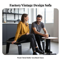 rustic design Settee Retro Design 2-Seater Bench with Arms Sturdy Metal Frame Comfortable paddinging for two people, Adults, Bar