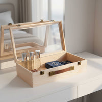 Wooden Box with Clear Lid Versatile Wood Box with Clear Lid Sleek Surface for Crafters, Home Decor
