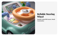 Pretend Driving Toy with Road Display | ConstructionPowered, Toy Steering Wheel with Dashboard, for Playroom