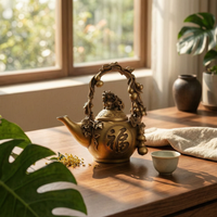 Teapot Ornament Traditional Chinese Sculpture Retro for Tea Room, Office Desk