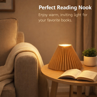 Bedside Lamp Shade with Pleated Material Design for Table Black Lampshade in Umbrella Shape for Reading and Highlight Lighting, 24cm Diameter