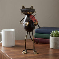 2 Pieces Jazz Feline Figurine Creative Home Decor Decorative for Desk