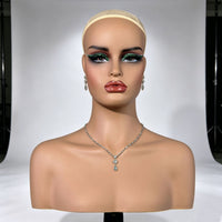 Mannequin Head with Shoulders Professional Female Mannequin Bust Hairpiece Display Head for Salon Owners, Jewelers, Photography Studios