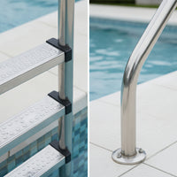 5-Step Pool Ladder Rust Resistant Stainless Steel Pool Ladder Stable for Hotel Managers, Swimming Pools