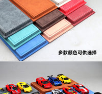 1 64车模展示盒三车位羊巴皮革亚克力防尘罩收纳合金汽车模型摆件