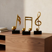 3 Pieces Music Note Statue Resin Music Note Figurine Gold Finish Musical Symbol Figurine for Study