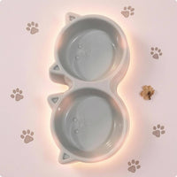 Double Pet Bowl Glossy Feline Bowl Integrated Unit for Feeding