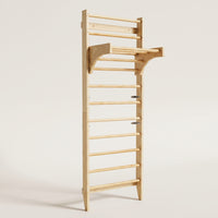 Wooden Nordic Ladder Space-Saving Wall Ladder with Pull-up Bar Multifunctional Stall Rungs Heavy-Duty for Adults, Athletes, Physical Rehabilitation, Fitness Studio