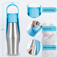 Stainless Steel Pet Water Bottle for Dogs and Cats, Portable Outdoor Travel Cup